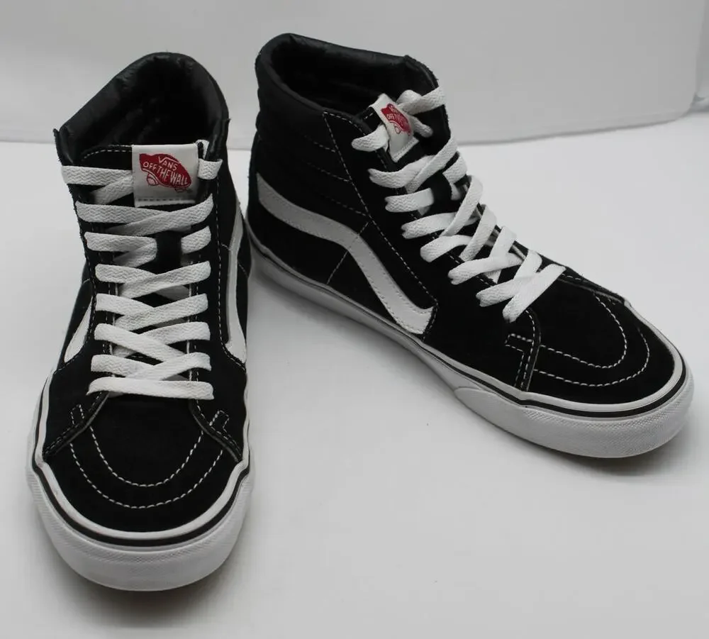 Vans Black & White Streetwear Skater Casual Suede Canvas High Top Sneakers 7.5